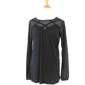 August Silk Women's Black Top, Long Sleeves, Size Small NWT